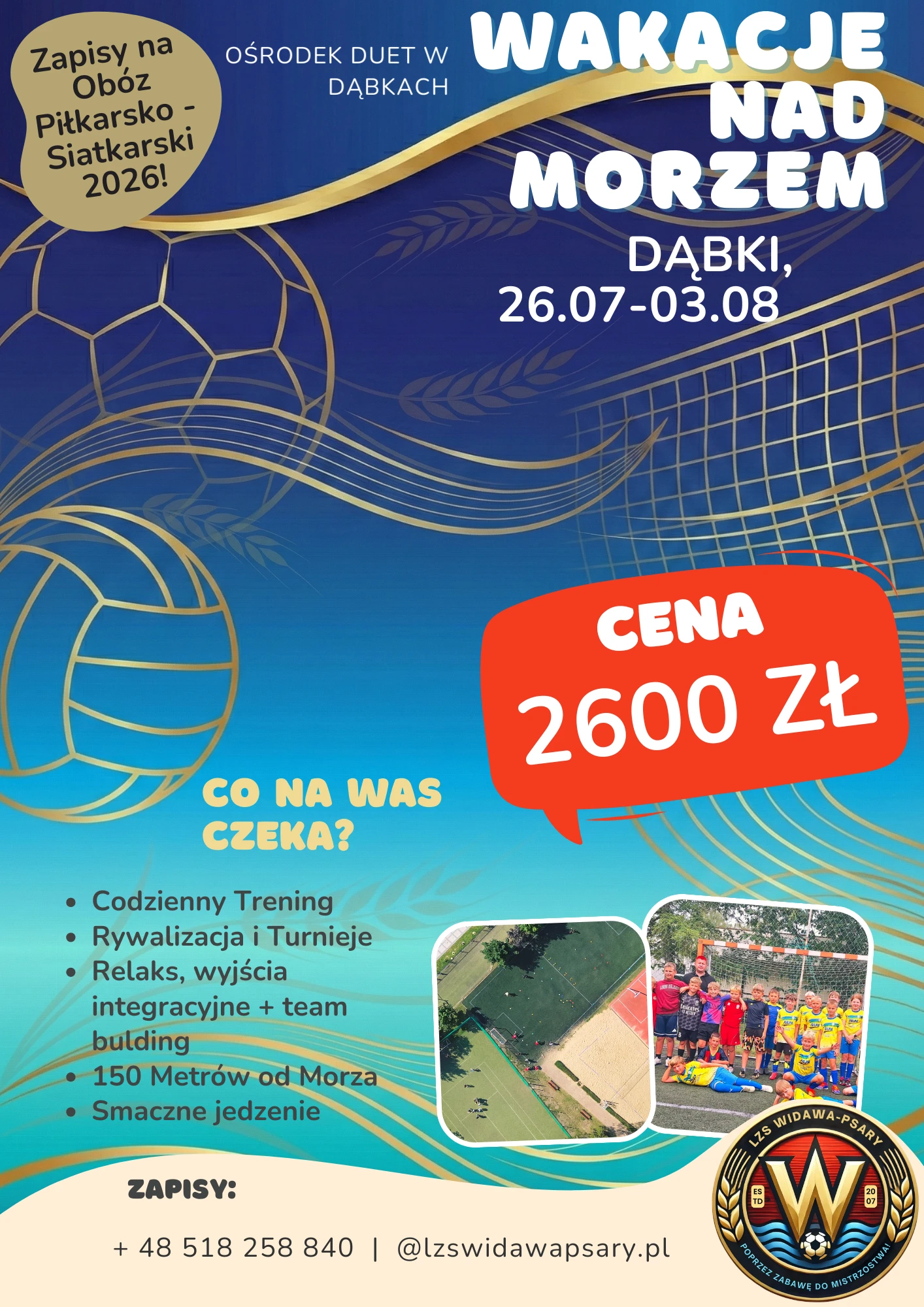 Obóz Piłkarsko-Siatkarski w Dąbkach 2026